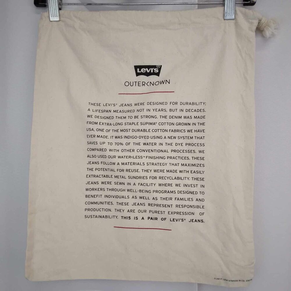 LEVIS RE/DONE DUSTBAG STORAGE POUCH BEIGE CANVAS 13.5"x12.5" DRAWSTRING BAG